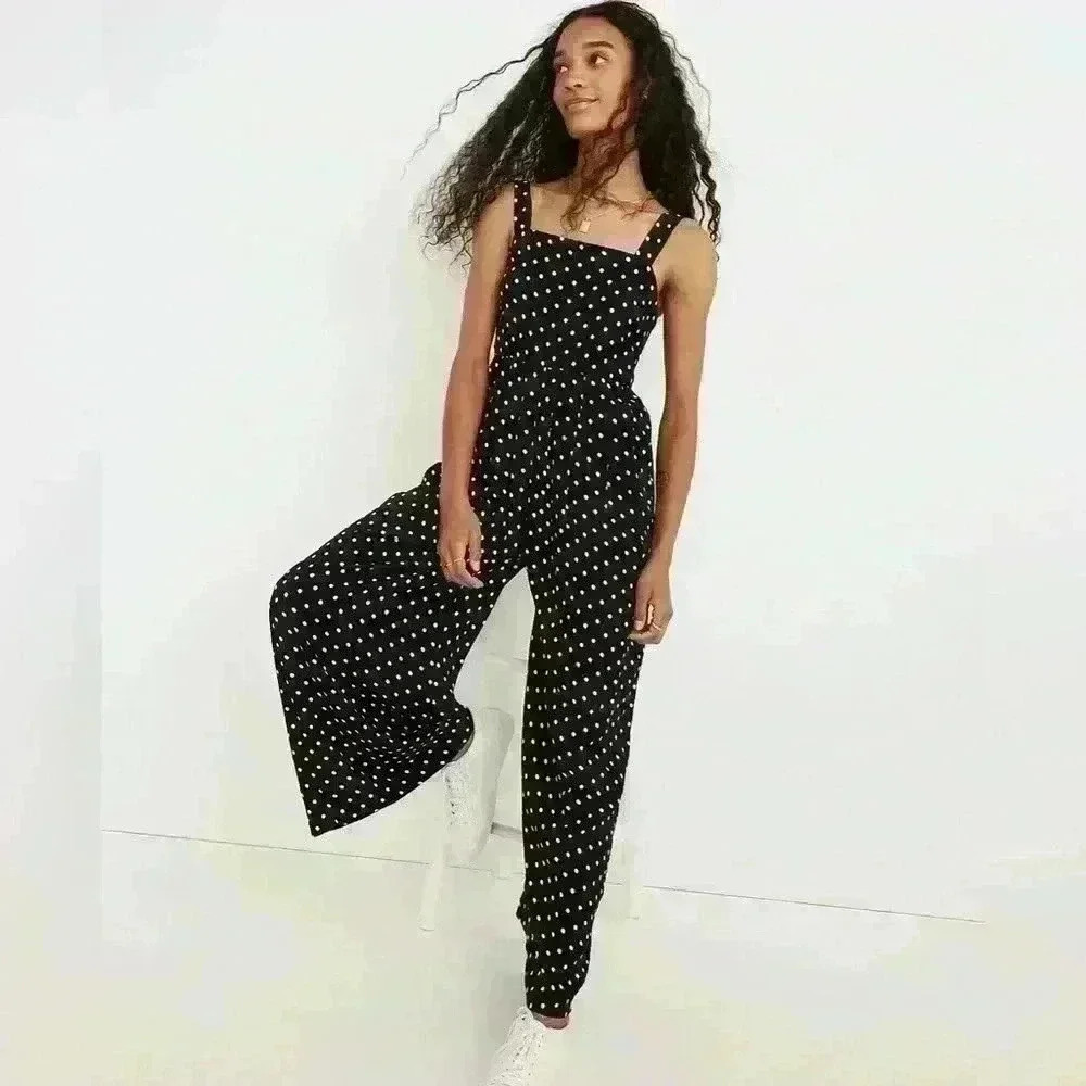 Madewell Black & White Polka Dot Jumpsuit | Tank Top Full Length Romper | Size 2
